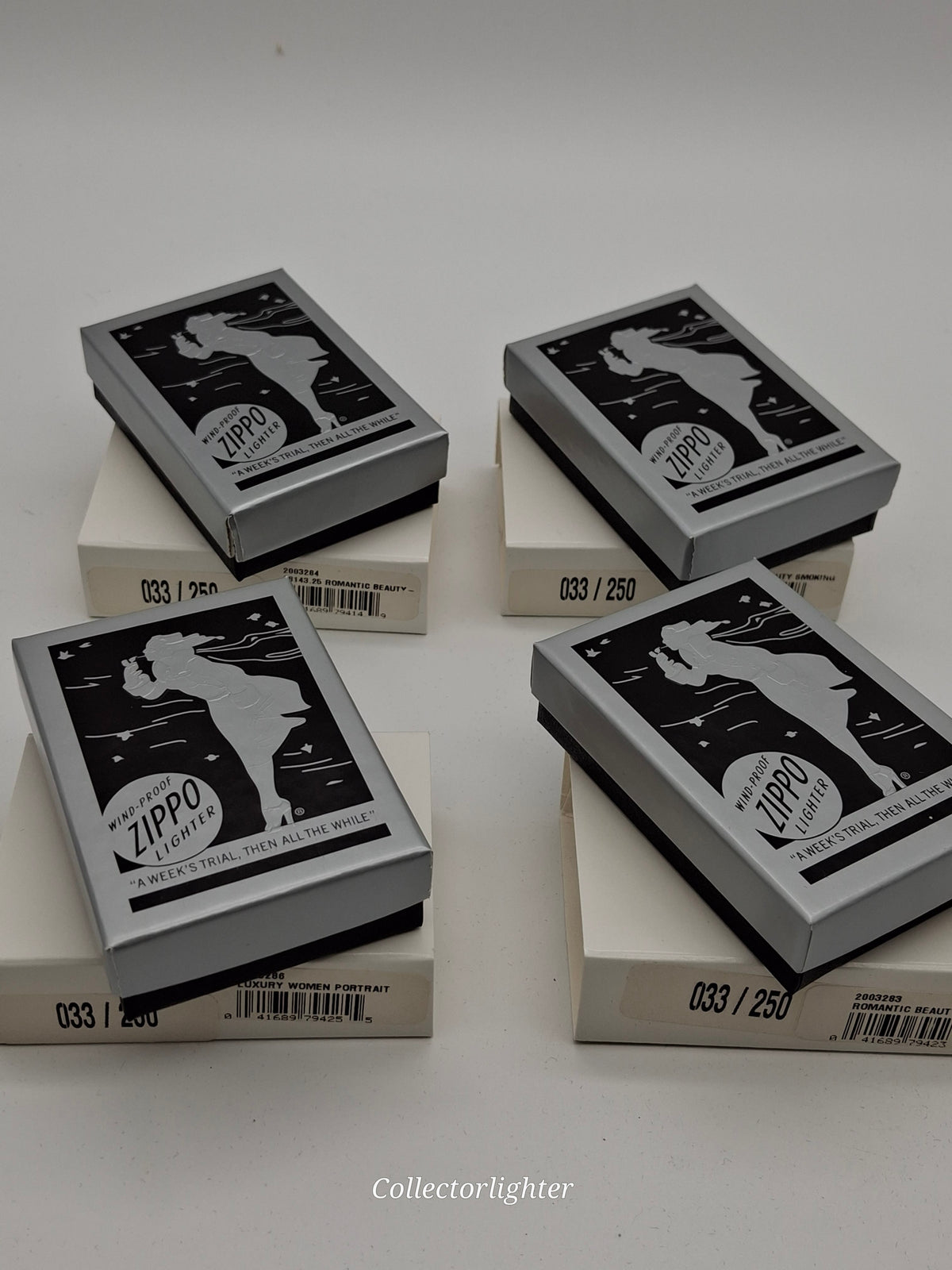 Zippo Benzinfeuerzeug Zippo - Romantic Beauty 4er Set Limited Edition 1935 Replica - gleiche Nr. ! Zippo - Romantic Beauty 4er Set Limited Edition 1935 Replica - gleiche Nr. !