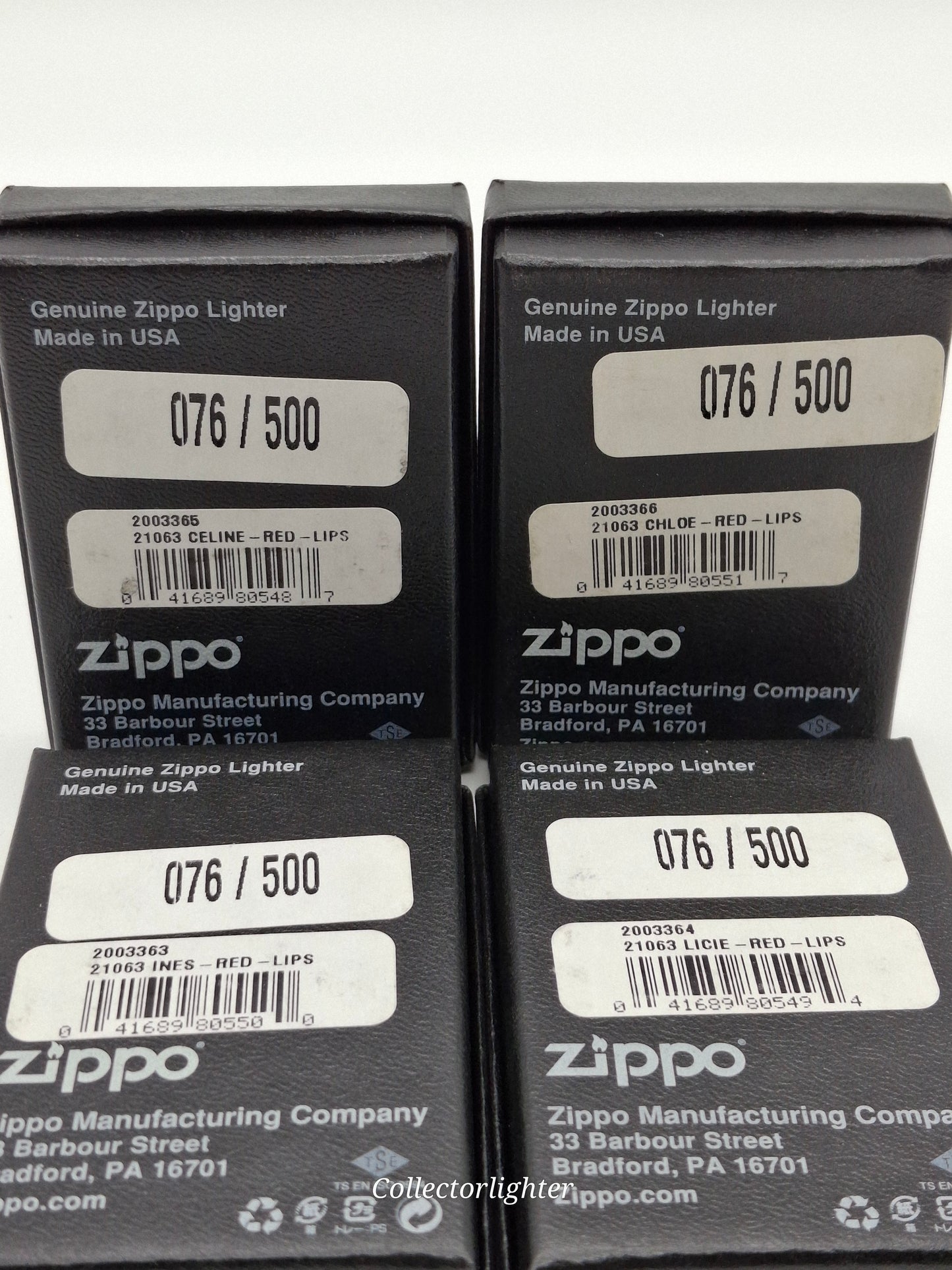 Zippo petrol lighter - Red Lips set of 4 Limited Edition - same number!