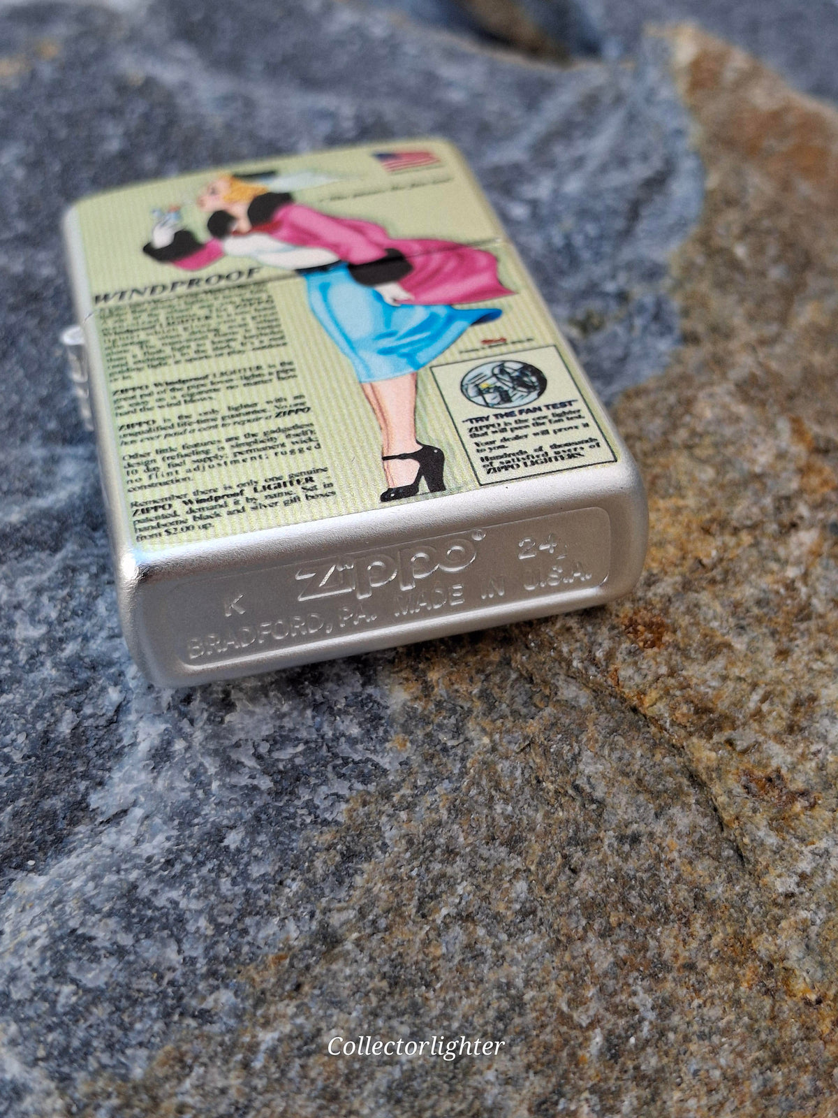 Zippo Benzinfeuerzeug Zippo - Windy Silver Plated mit Acrylbox - Asia Modell Z-Asia-1018 Zippo - Windy Silver Plated mit Acrylbox - Asia Modell