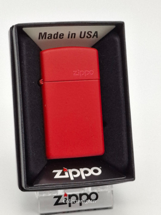 Encendedor de gasolina Zippo - Rojo w. Logotipo de Zippo - Línea delgada 60000639