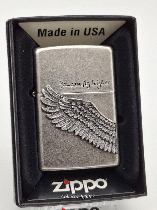 Zippo petrol lighter - You Can Fly Higher antique Silver Asia ZA-1-2B