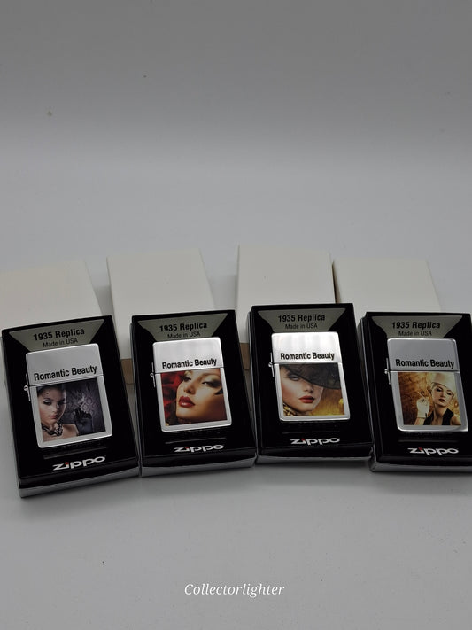 Zippo petrol lighter - Romantic Beauty set of 4 Limited Edition 1935 Replica - same number!