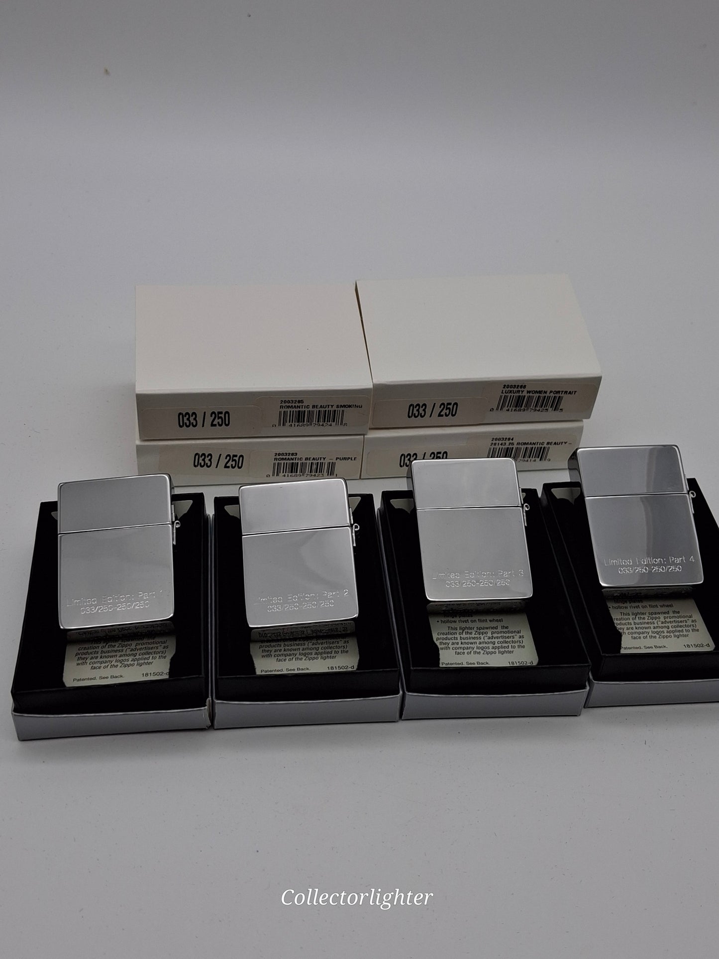 Zippo petrol lighter - Romantic Beauty set of 4 Limited Edition 1935 Replica - same number!