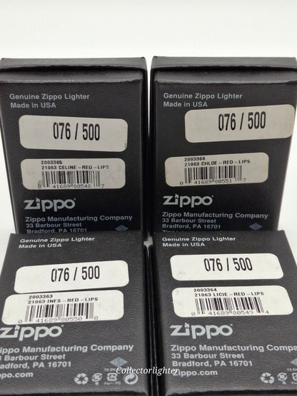 Zippo petrol lighter - Red Lips set of 4 Limited Edition - same number!