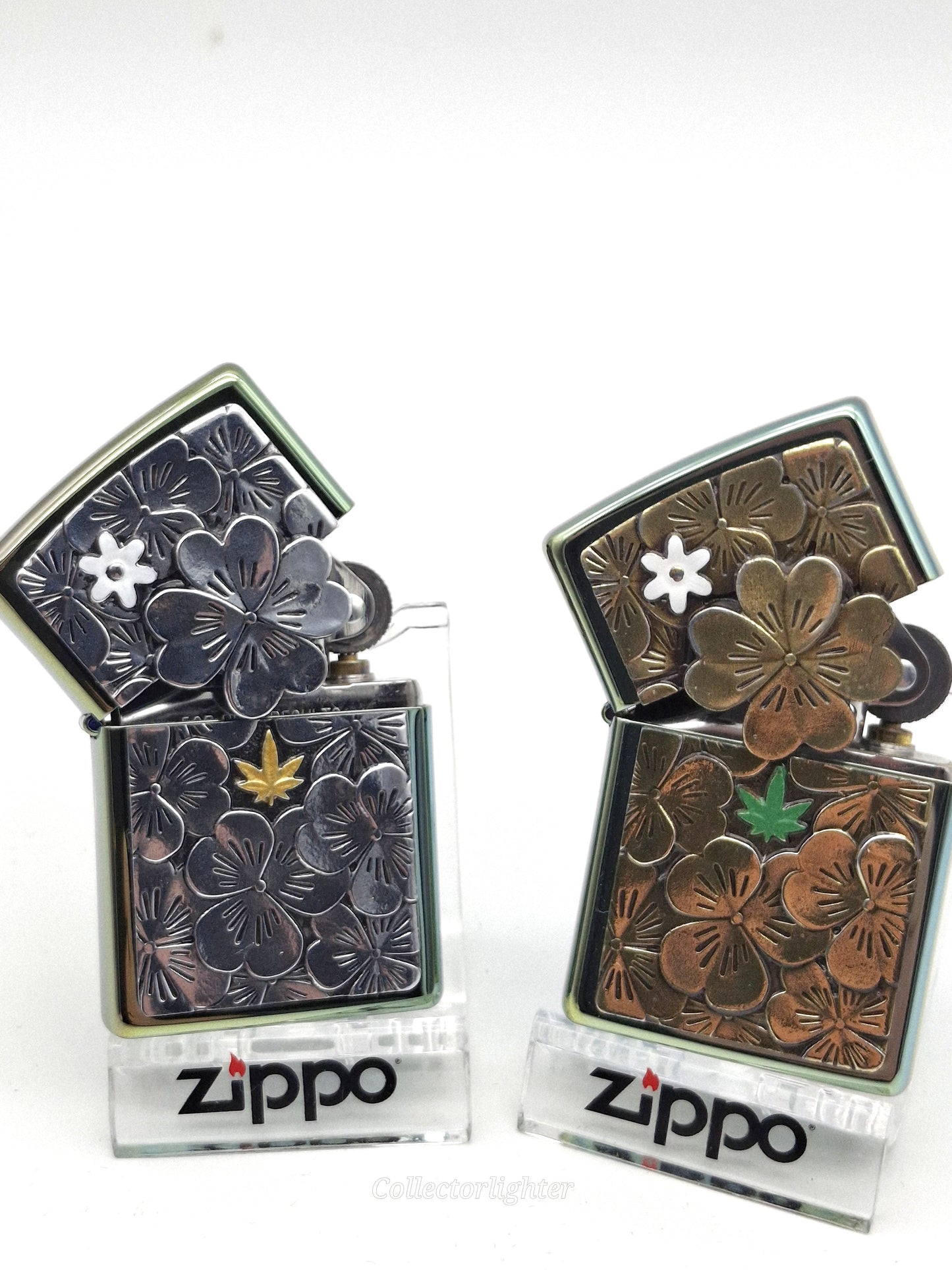 Zippo petrol lighters - Trick Clover &amp; Golden Trick Clover Limited Edition set of 2