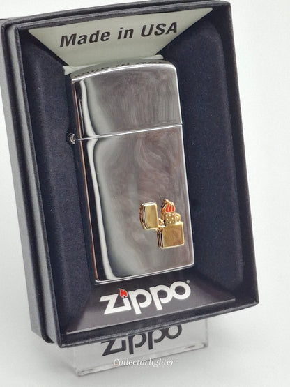 Zippo petrol lighter - Red w. Zippo Logo - Slim Line 60000639