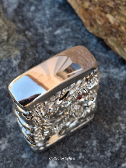 Zippo - Japanese Silver Dragon Red Ruby - Asia Modell
