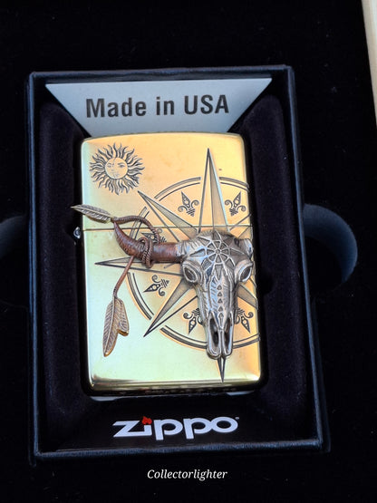 Zippo - Bull Skull Head Brass  - Asia Modell - Metalfire