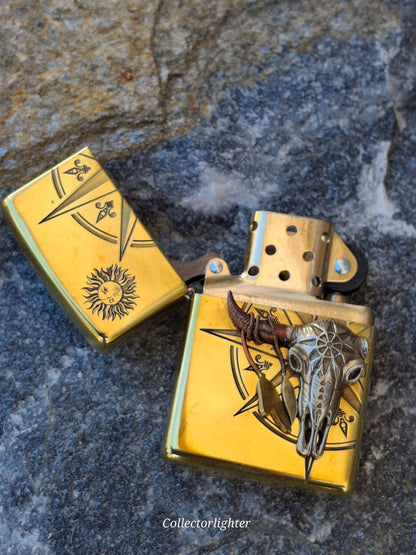 Zippo - Bull Skull Head Brass  - Asia Modell - Metalfire
