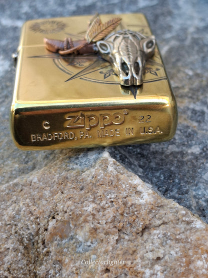 Zippo - Bull Skull Head Brass  - Asia Modell - Metalfire