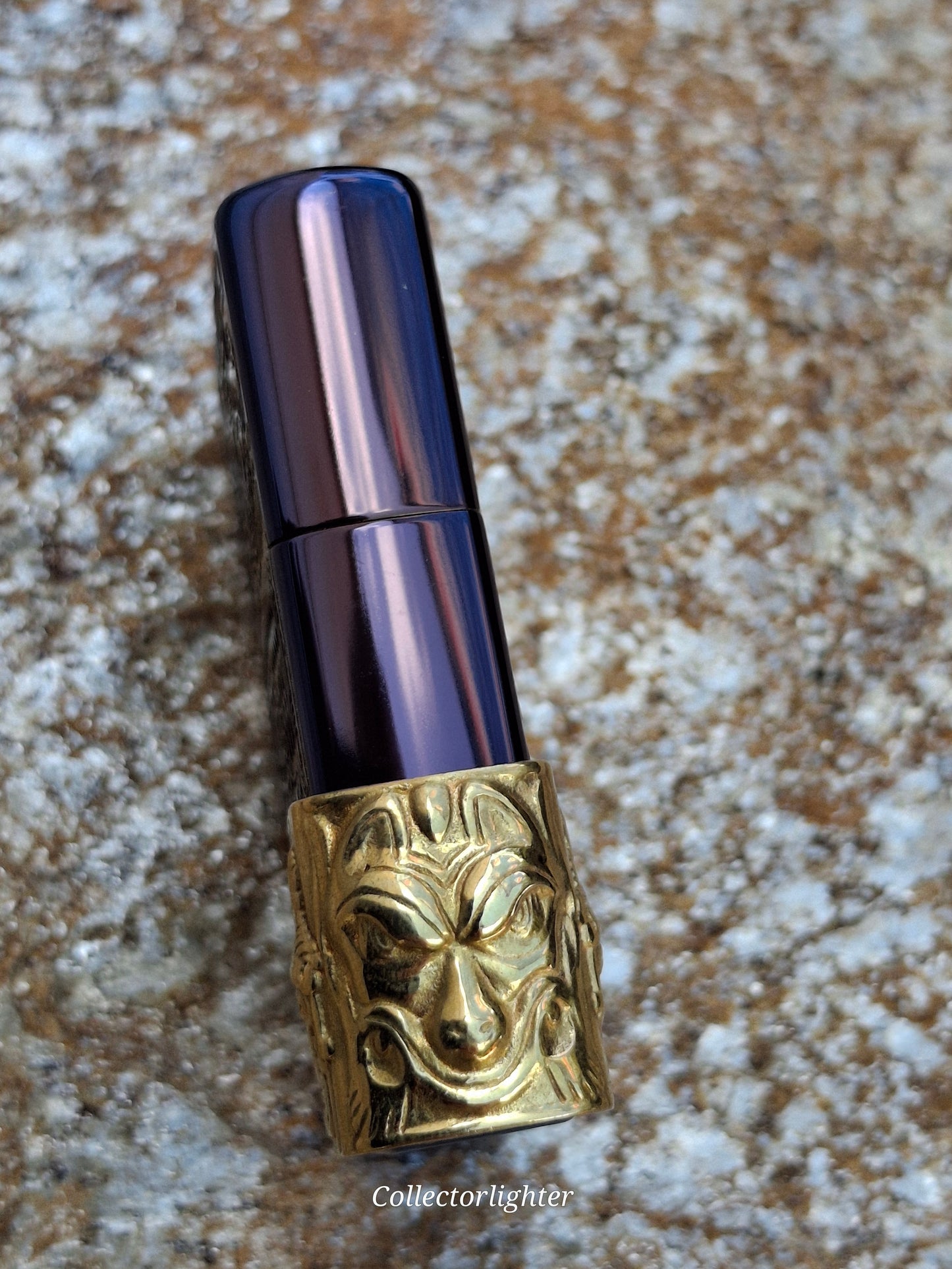 Zippo - Baked Blue Tribal Totem- Asia Modell - Metalfire