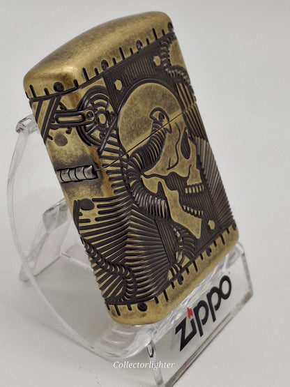 Zippo - Skull Multi Cut Antique Brass Armor Case 60002848