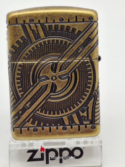 Zippo - Skull Multi Cut Antique Brass Armor Case 60002848