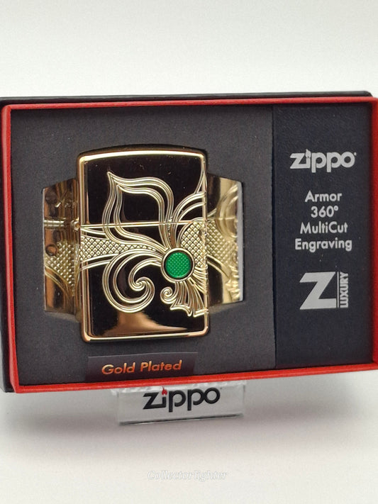 Zippo - Fleur-De-Lis Design 360° Multi Cut Engrave - Armor Case 60005210