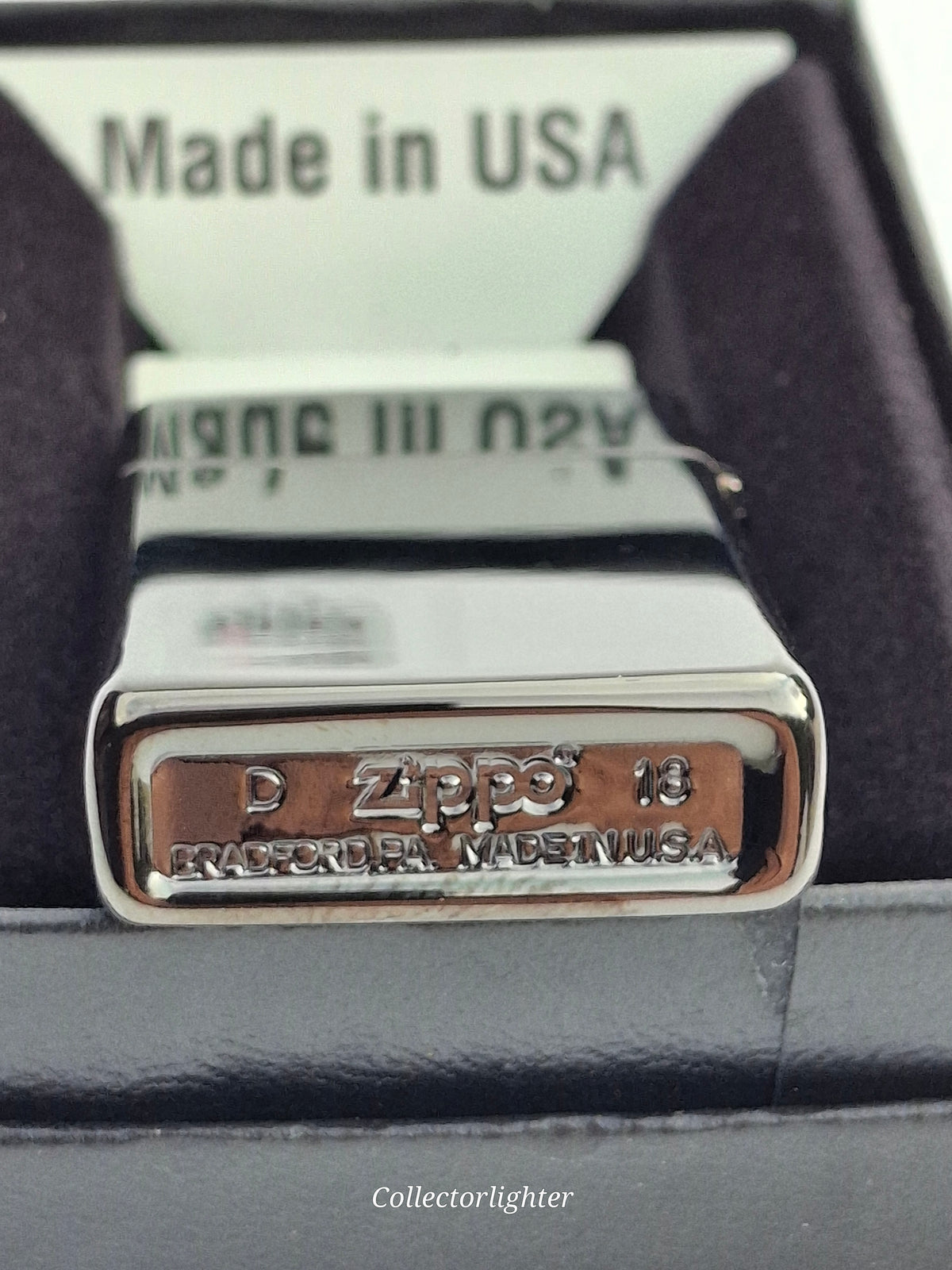 Zippo Ebony Slim Line 60001260, Bodenstempel D 18 mit Zippo-Logo und Made in USA