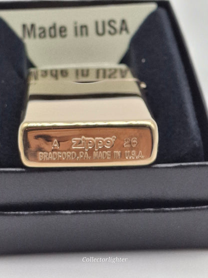 Zippo Brass polished Slim Line 60001177, Bodenstempel A 26 mit Zippo-Logo und Made in USA
