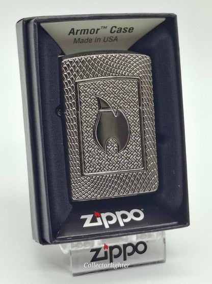 Zippo Pattern Design Flame Armor Case 60006596 mit geometrischem Muster und großem Flammenmotiv in der Originalverpackung